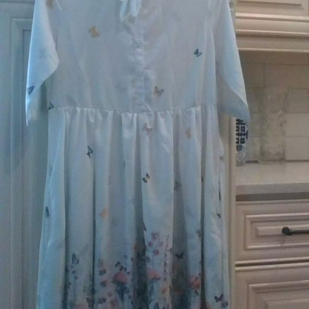 New white floral garden wedding event dress